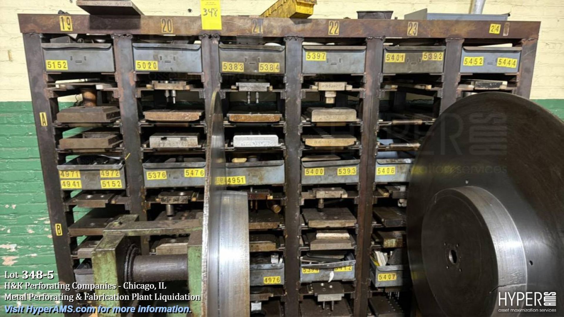 (2) Industrial steel die storage racks with 48+ punch and stamping ...