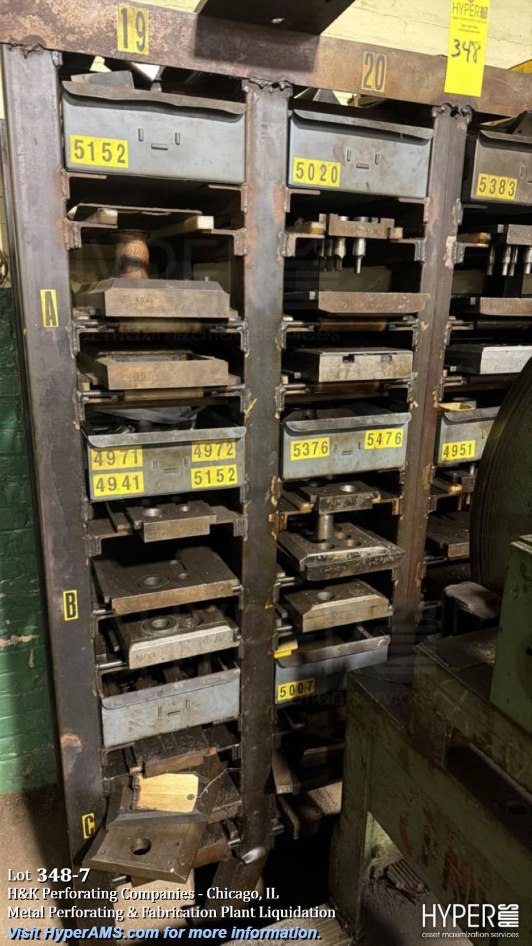 (2) Industrial steel die storage racks with 48+ punch and stamping ...