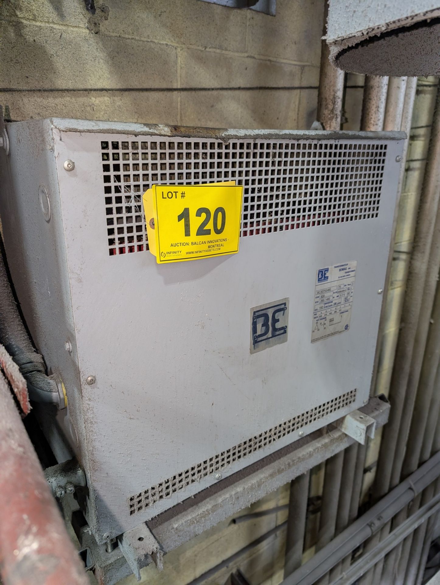 BEMAG INC. 75 KVA, 3-PHASE TRANSFORMER, MODEL BC3075S460, RATED FOR ...