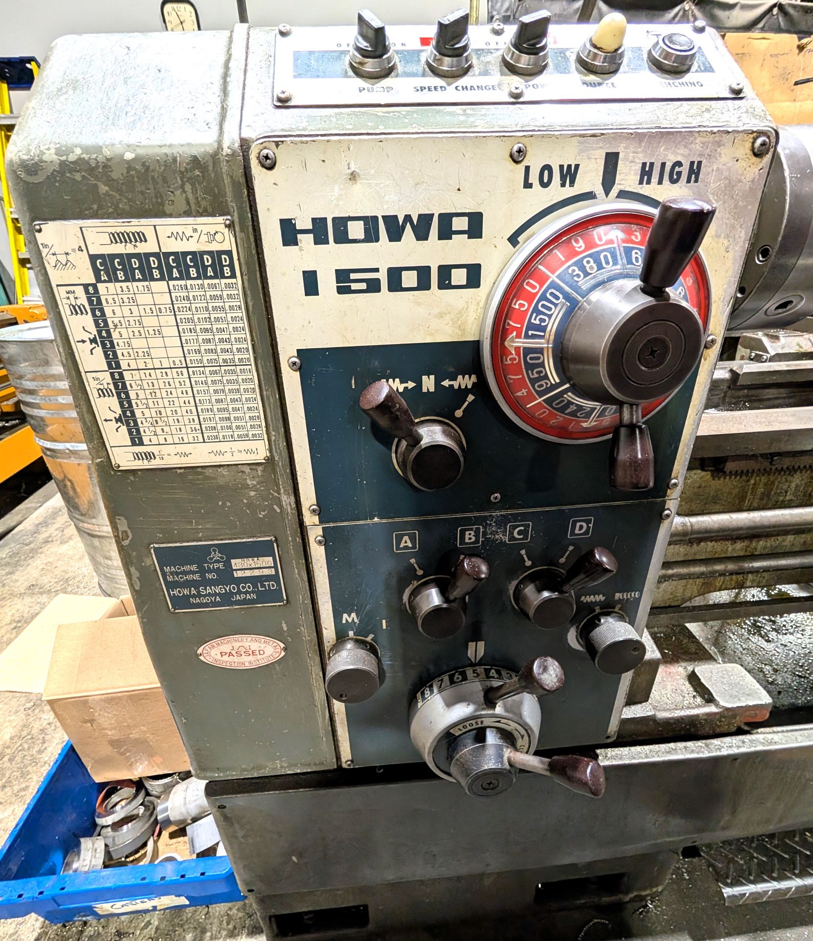 Howa Tool Pot HOWA SANGYO 430X1500 LATHE, 3-JAW CHUCK, TAILSTOCK, TOOL POST, STEADY ...