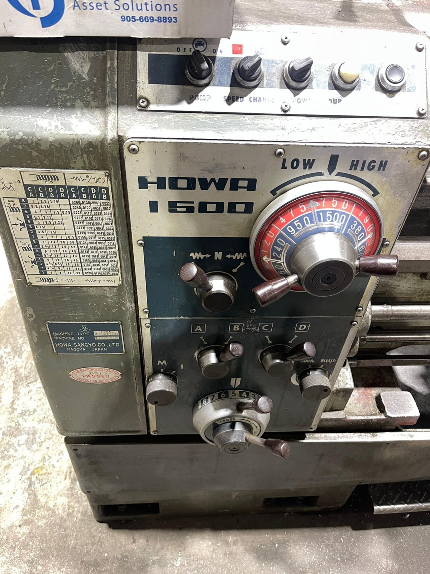 Howa Tool Pot HOWA SANGYO 430X1500 LATHE, 3-JAW CHUCK, TAILSTOCK, TOOL POST, STEADY ...