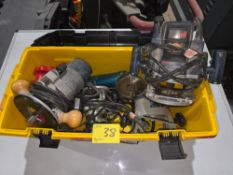LOT OF ASST. BOSCH ROUTERS, ANGLE GRINDER, ETC. W/ TOOLBOX