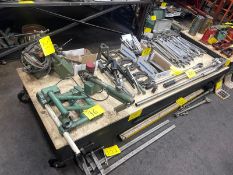 APPROX. 6'L X 3'W ROLLING TABLE ON HEAVY DUTY CASTORS