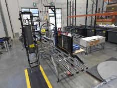 BULK LOT: SEMI AUTO PACKAGIN LINE W/ 1/F TRANSFER, TWIN PUMP MINI FOAM AND FILL-IN-PLACE STN AND BAG