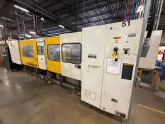 310 TON TOSHIBA MODEL ISGS310V21-19 HORIZONTAL PLASTIC INJECTION MOLDING MACHINE WITH APPROX. 41OZ