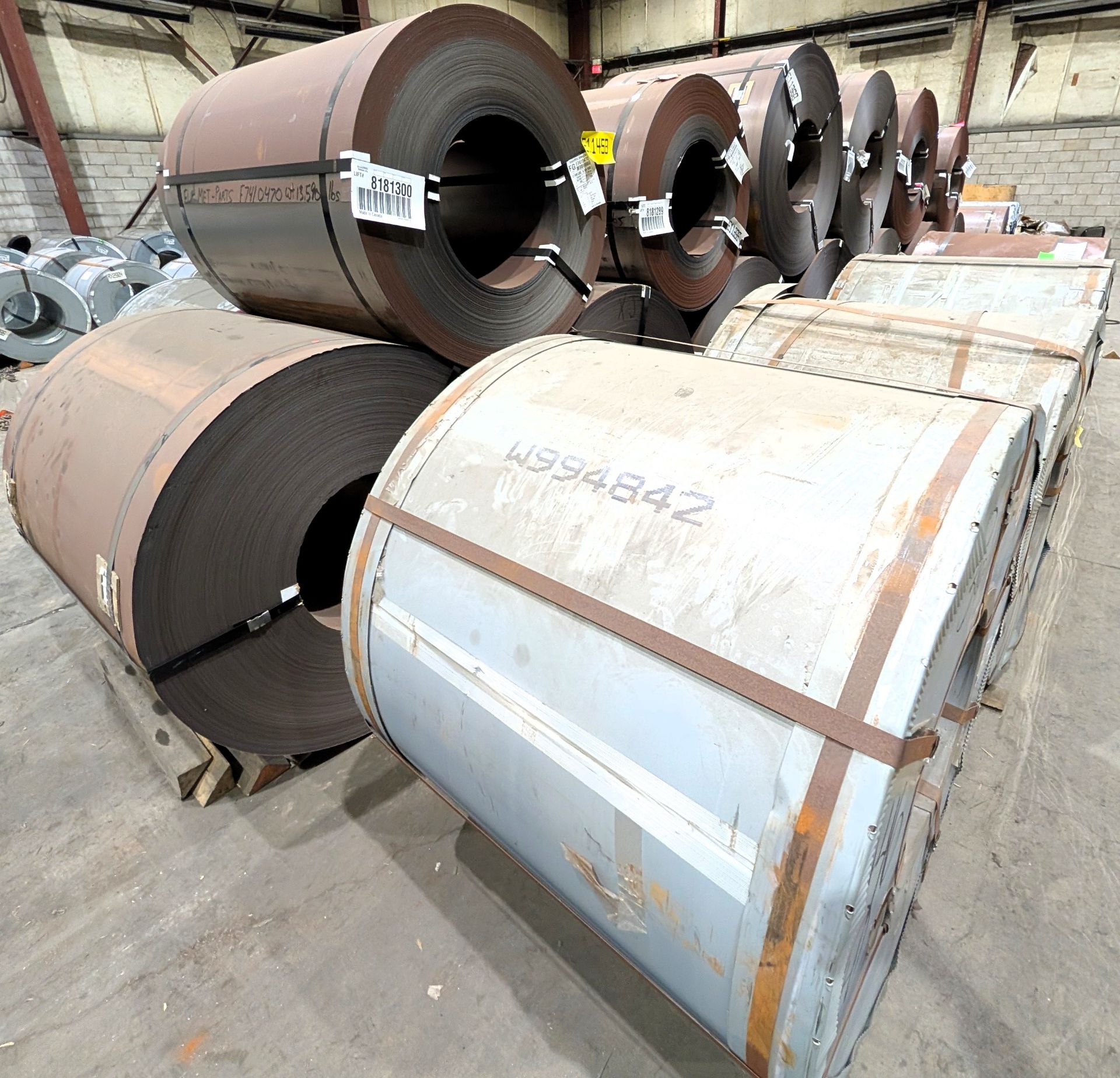 PARTIAL VIEW OF 1,700,000lbs+ Full Size & Slit Electrical Steel Coils