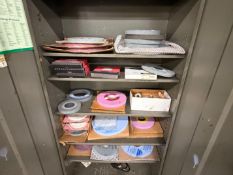 2-DOOR CABINET W/ GRINDING WHEELS, ETC.
