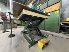 SOUTHWORTH LS2-36 HYDRAULIC LIFT TABLE, 2,000LB CAP., FOOT PEDAL CONTROL, S/N S12811-100-2