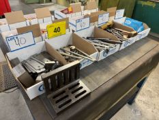 LOT (5) BOXES OF HAND TOOLS, BROACH TOOLS, ANGLE BLOCKS, BEARINGS