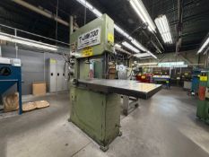 T-JAW 700 VERTICAL BANDSAW, S/N 70157 W/ BLADE WELDER, SPARE BLADE, 43" X 27" TABLE