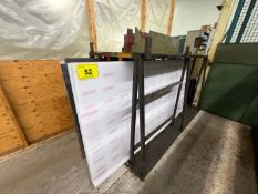 SHEET METAL STORAGE RACK W/ SHEET METAL, PLEXIGLASS (IN RACK AND AGAINST WALL)