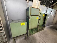 LOT (12) ASST. SHELVING UNITS, (2) CABINETS AND (2) WORKBENCHES / TABLES
