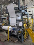 SAMTECH 44” post-gusset turning tower for tubular film, with rotating turntable, gusset-forming
