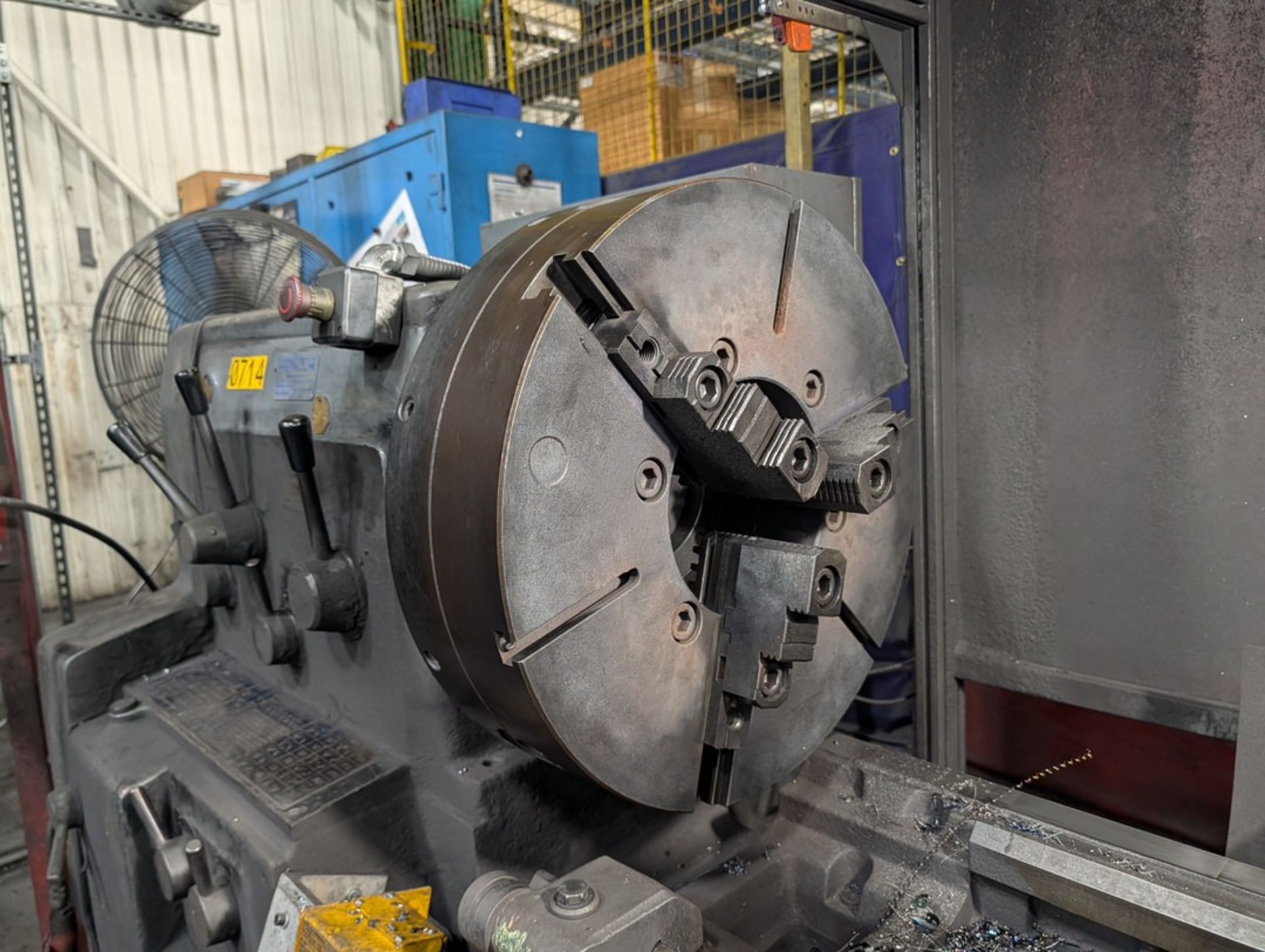 Hwacheon Manual Lathe Apprx. 20" 3-Jaw Chuck, Apprx. 76" distance between centers, , Apprx. 24-26" - Image 4 of 16