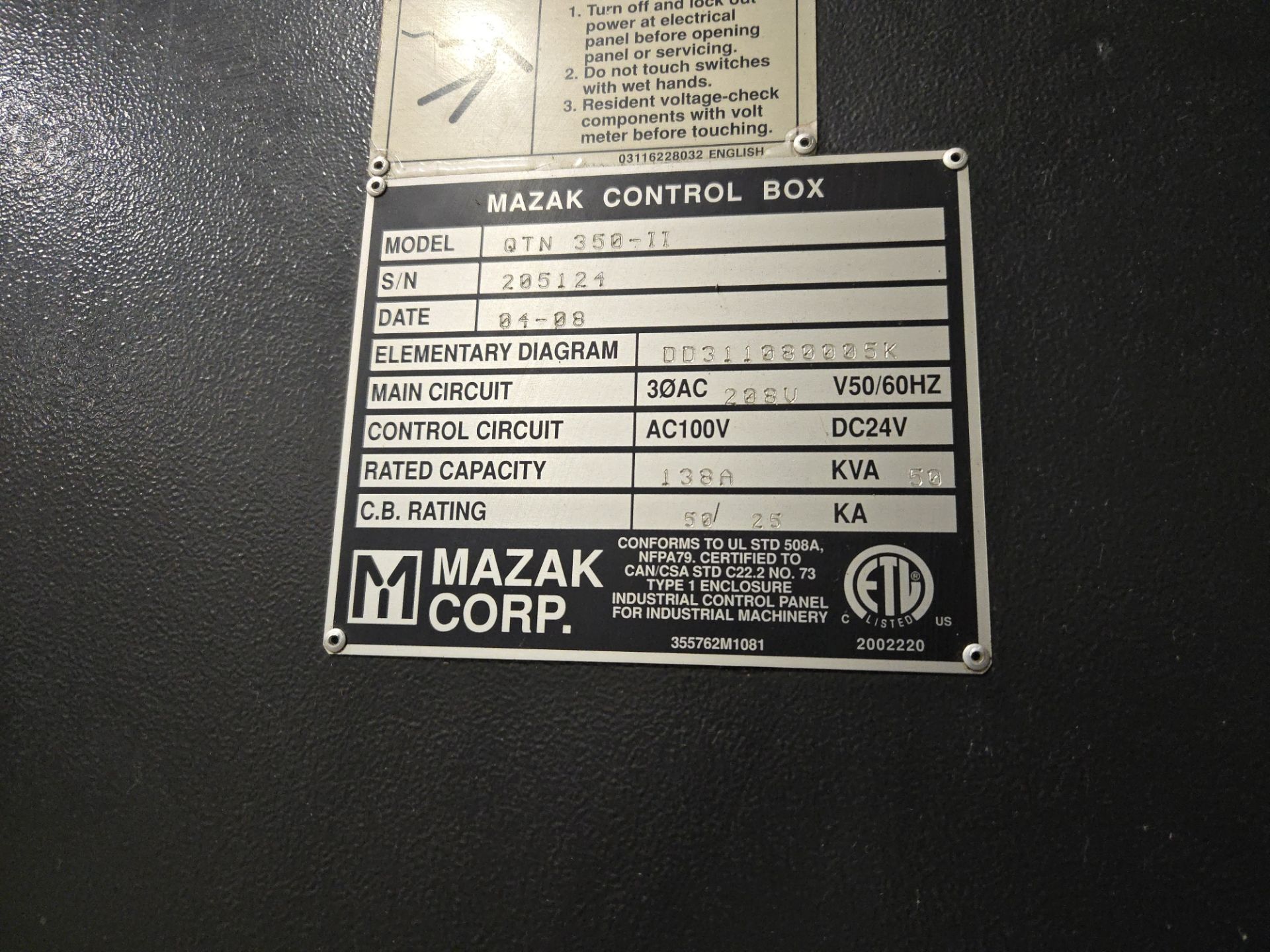 2008 Mazak Quick Turn Nexus 350-II CNC Lathe w/ 12 Slot Turret, Tailstock, Mazatrol Matrix Nexus - Image 16 of 17