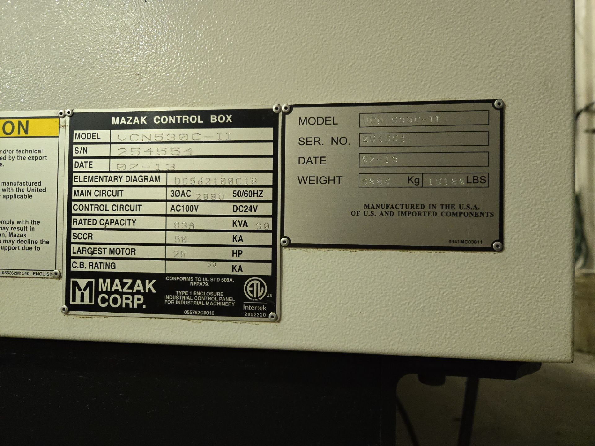 2013 Mazak Vertical Center Nexus 530C-II VMC w/ 30 Slot ATC, Tailstock, Mazatrol Matrix Nexus 2 - Image 16 of 16