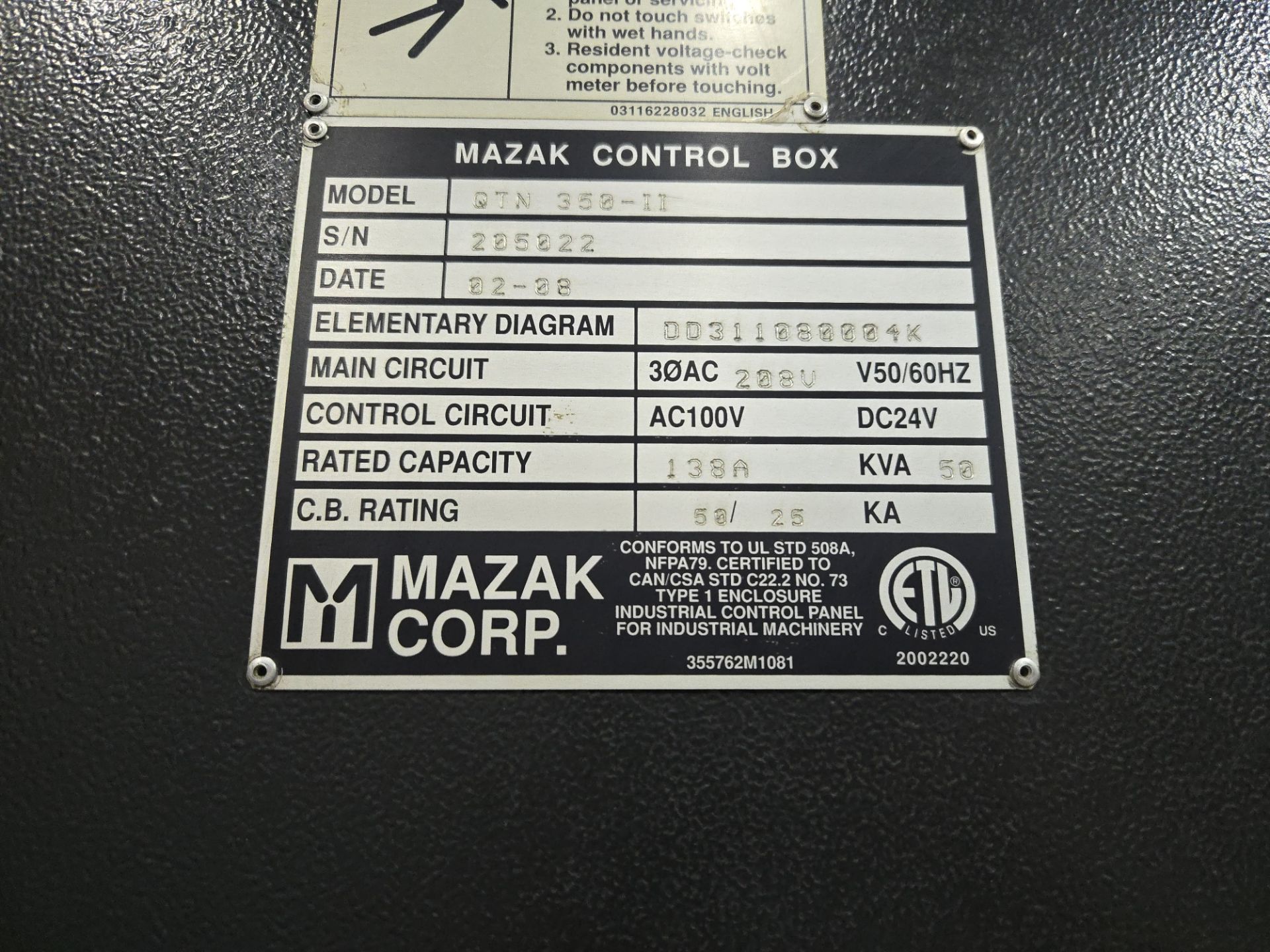2008 Mazak Quick Turn Nexus 350-II CNC Lathe w/ 12 Slot Turret, Tailstock, Mazatrol Matrix Nexus - Image 16 of 17