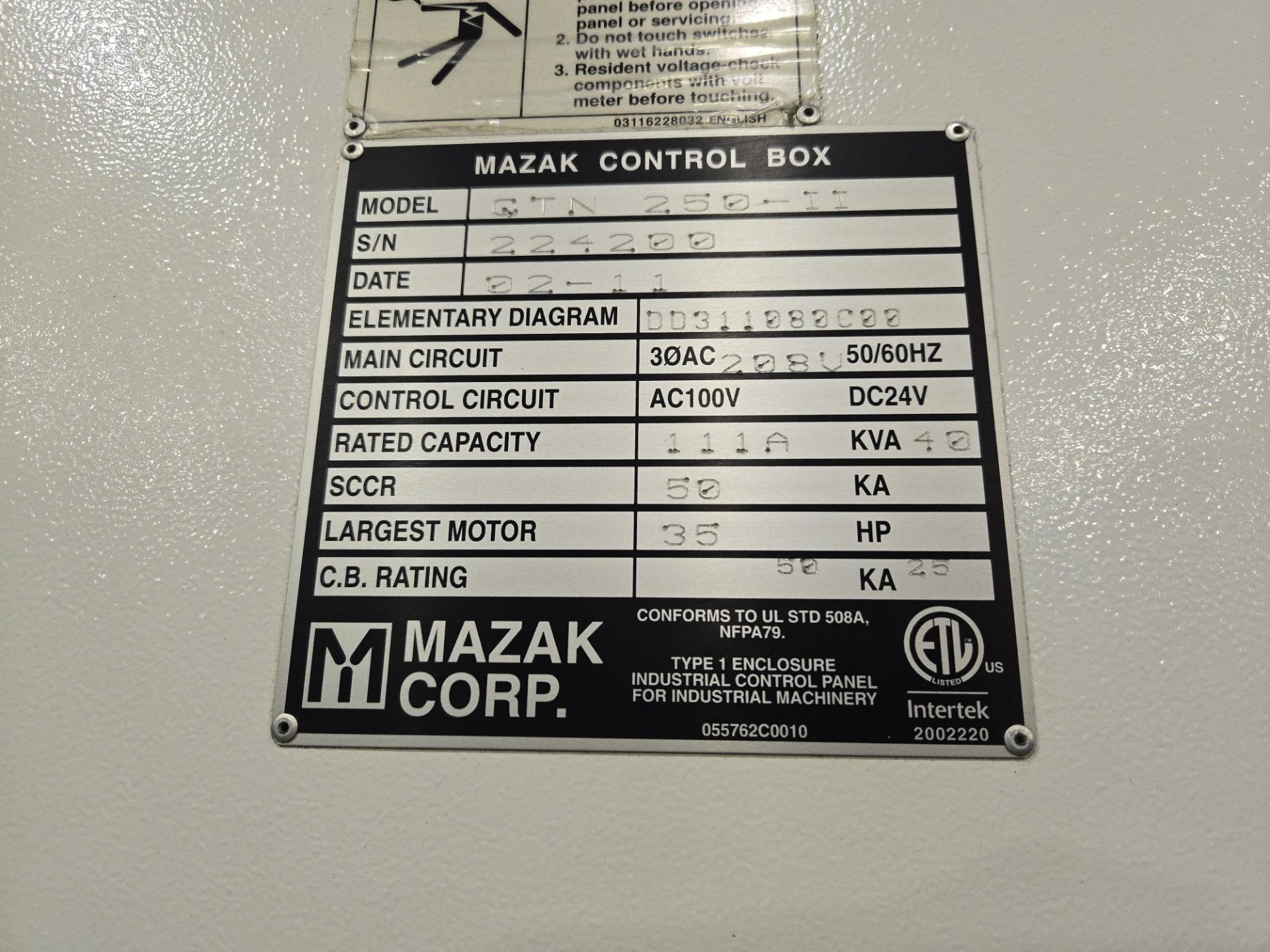 2011 Mazak Quick Turn Nexus 250-II CNC Lathe w/ 12 Slot Turret, Tailstock, Mazatrol Matrix Nexus - Image 14 of 15