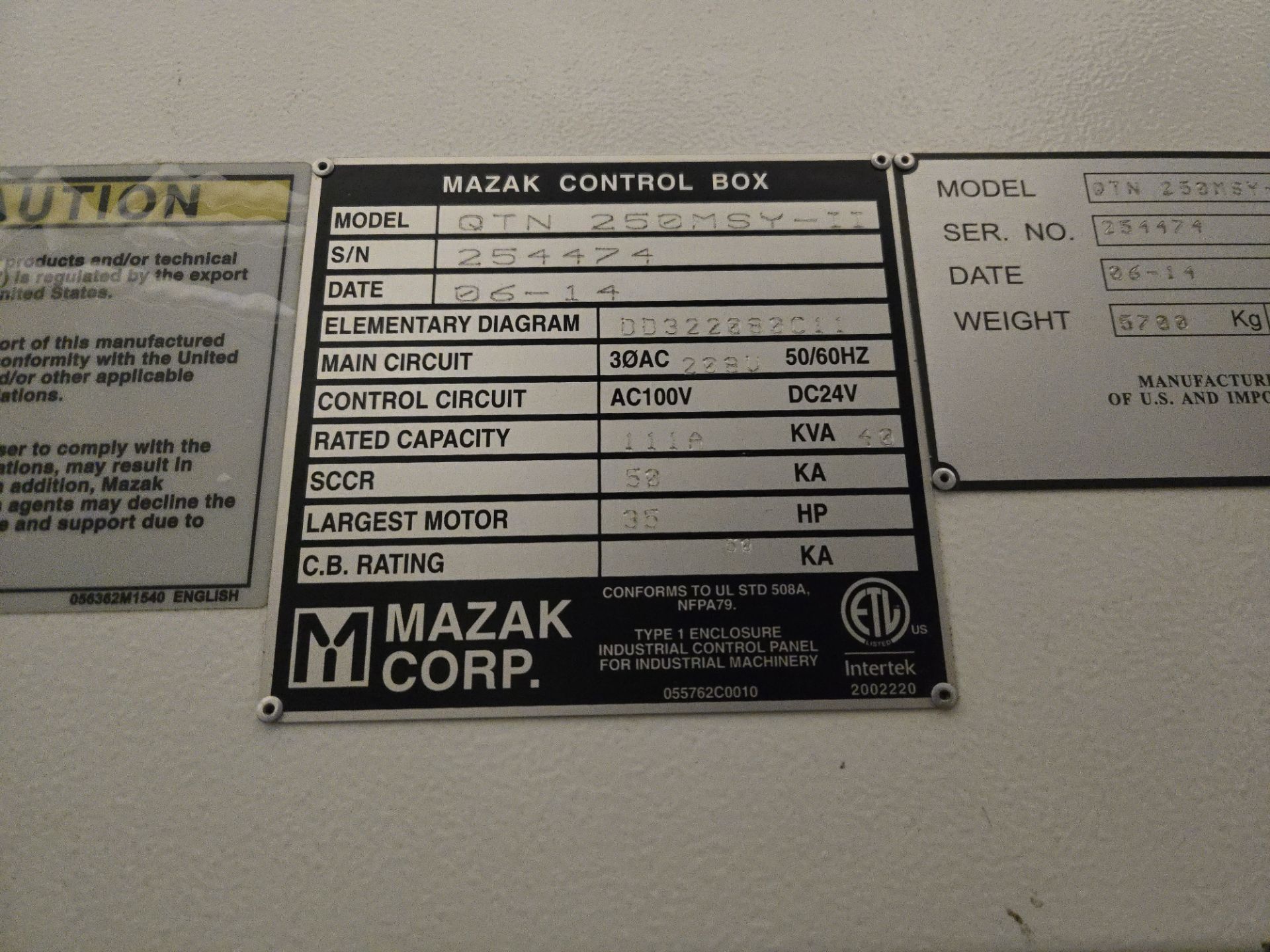2014 Mazak Quick Turn Nexus 250-II MSY CNC Lathe w/ 12 Slot Turret, LNS Sprint S3 Bar Feeder, - Image 19 of 19