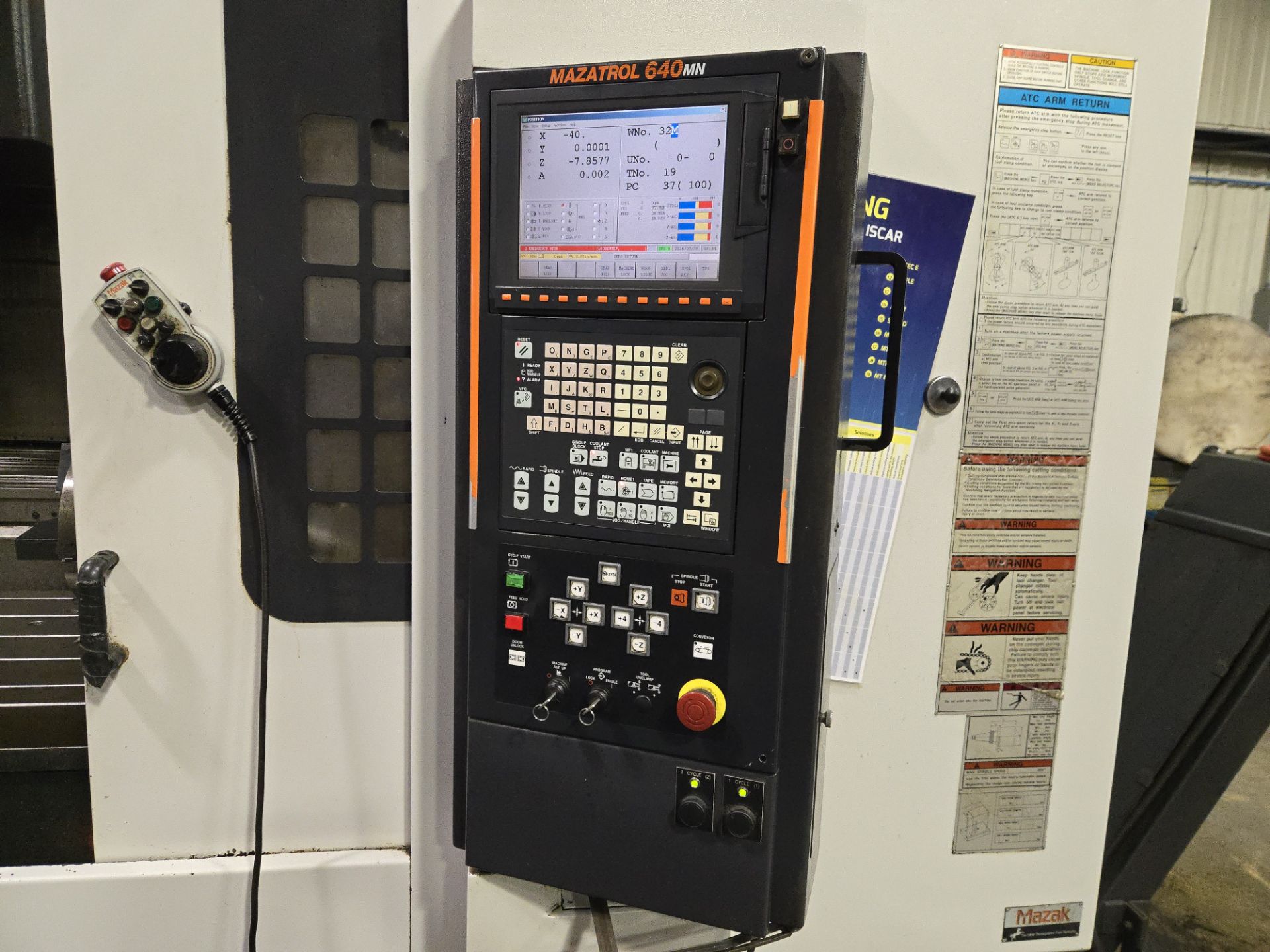 2007 Mazak VTC-2500/50 VMC w/ Renishaw TS27R Tool Probe, Mazatrol 640MV Controller - Image 15 of 17
