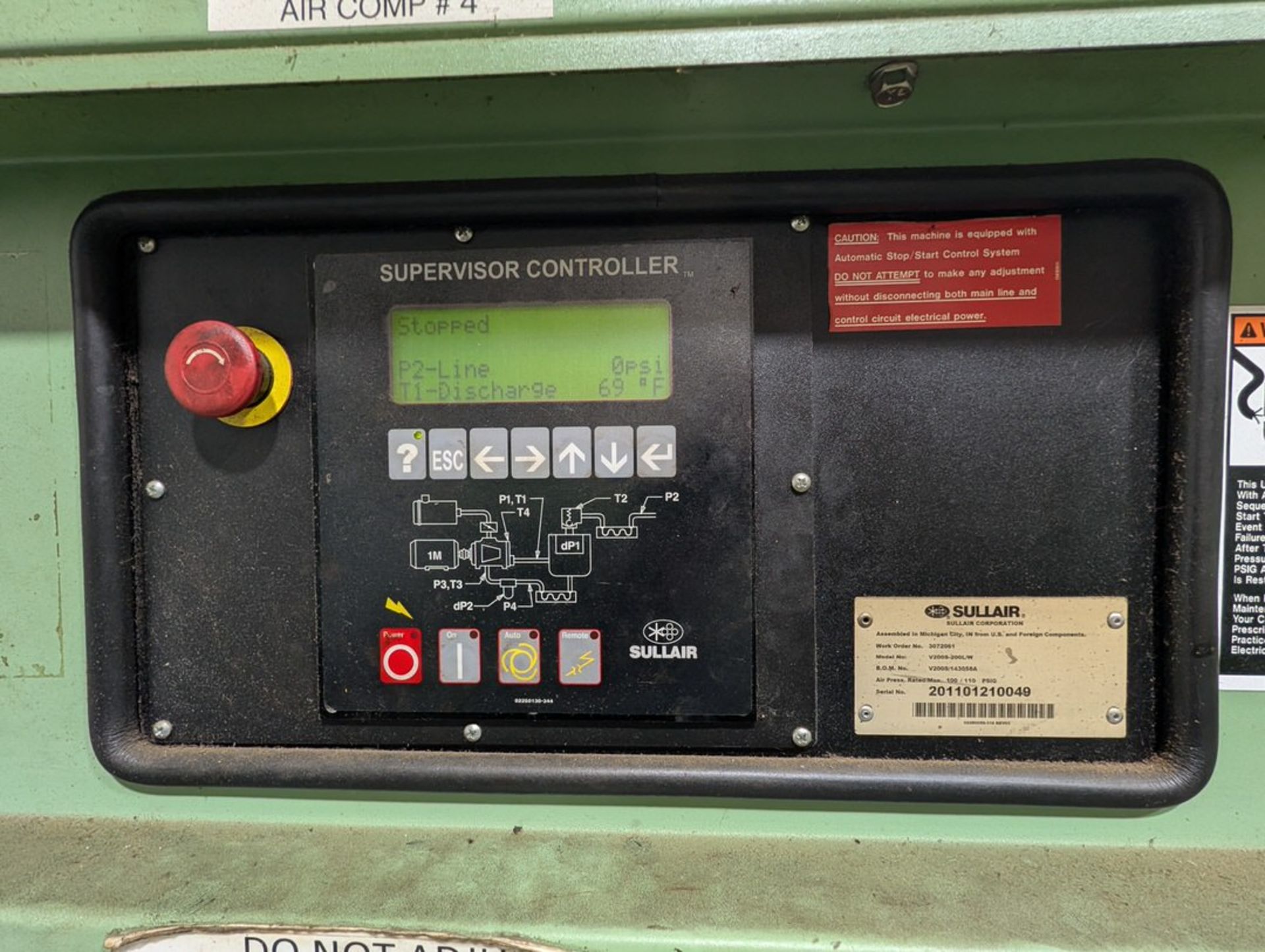 Sullar Rd 2000 Sullair V200S-200L/W Rotary Screw Air Compressor 100/110psig 200hp