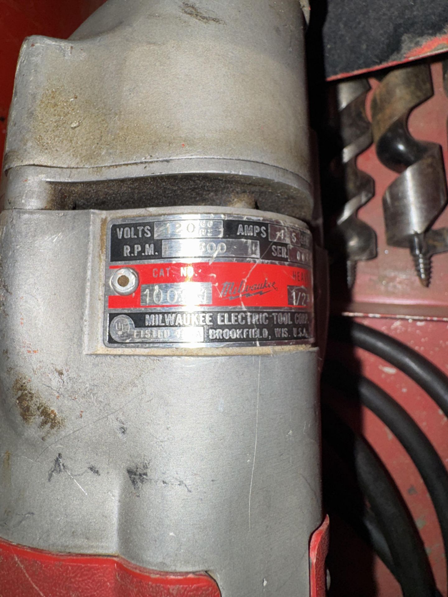 Milwaukee Right Angle Drill #1001-1, 2-Speed, Reversable, w/ Asst. Wood Bits and Case - Image 2 of 2
