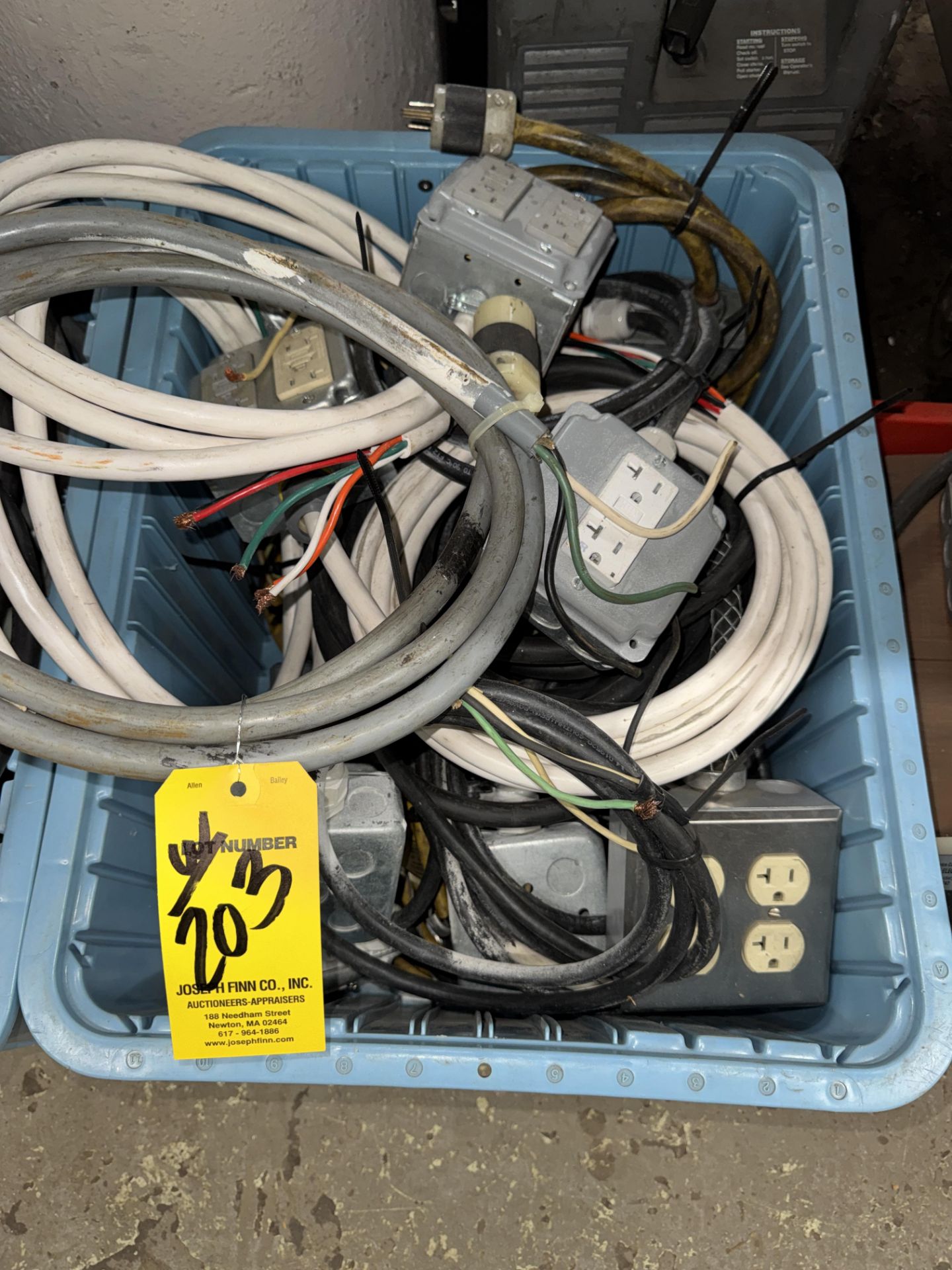 4 Square Asst. Cord Drops in (2) Bins, Electrical On/Off Box w/ Receptacle & Cables, Plug Ends, - Image 4 of 6
