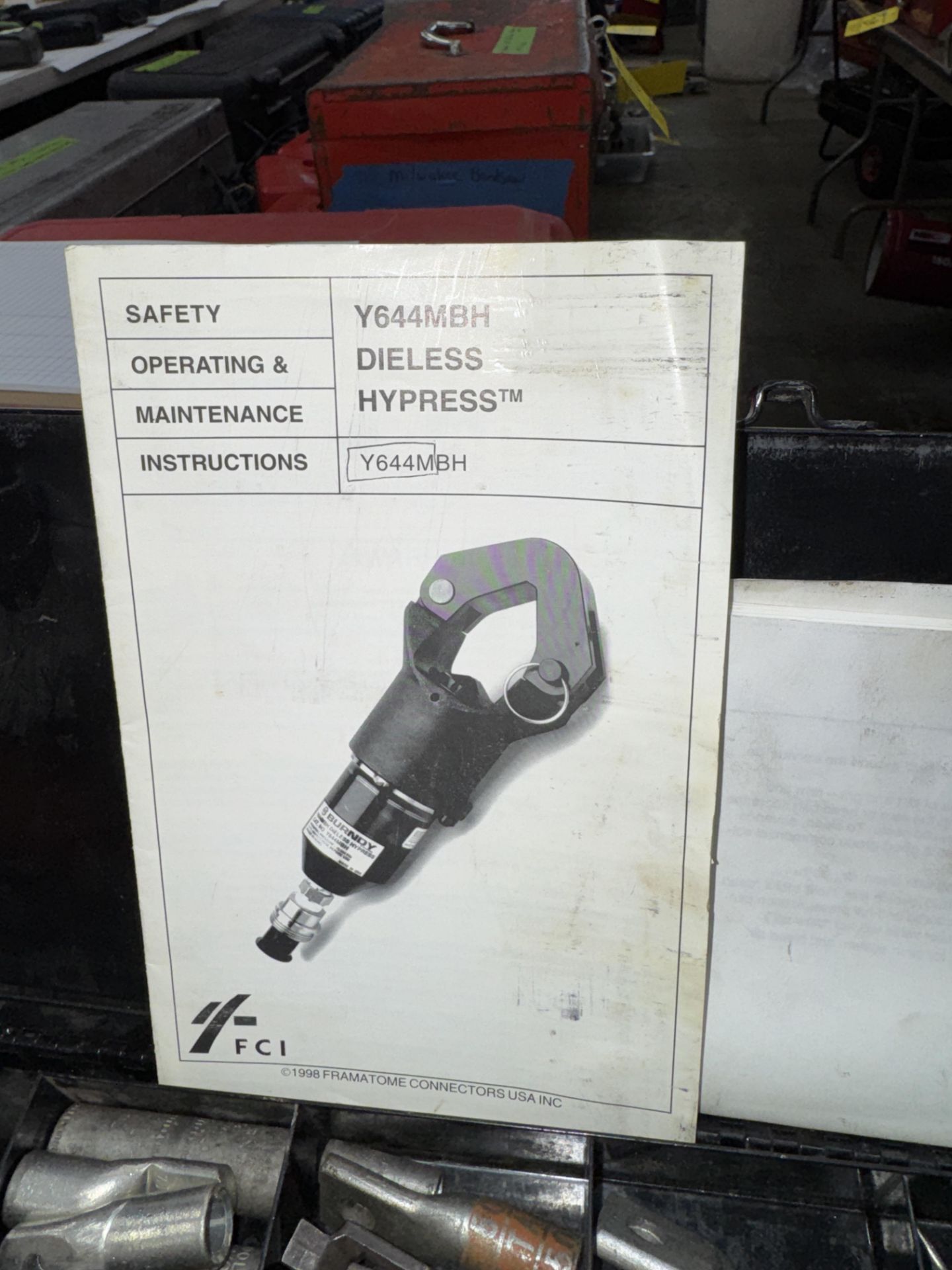 Burndy Hypress Y644M Dieless Crimper w/ Asst. Crimps in Case - Image 4 of 4