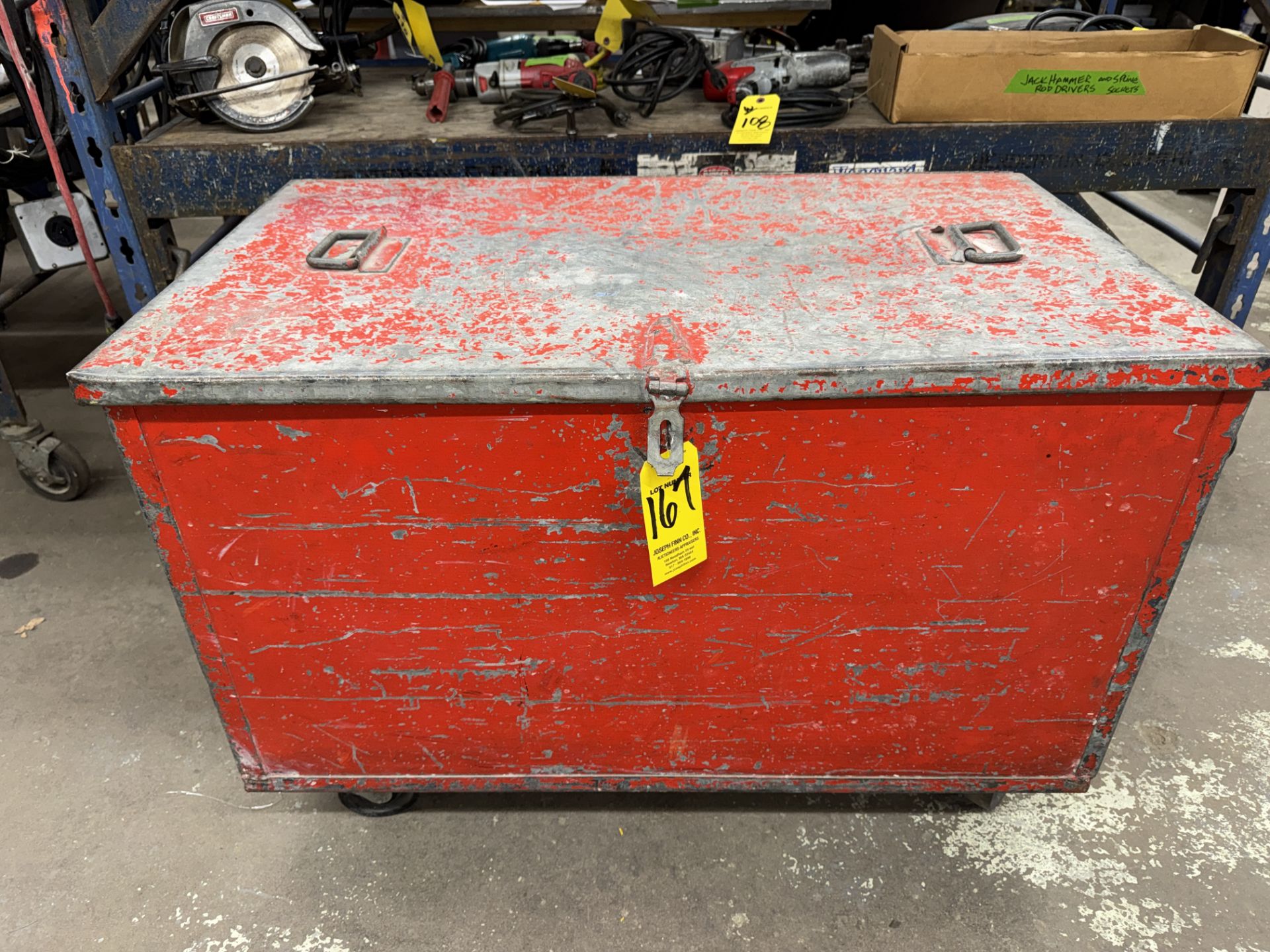 Red Metal Port. Box, 37" x 22" D x 25" H