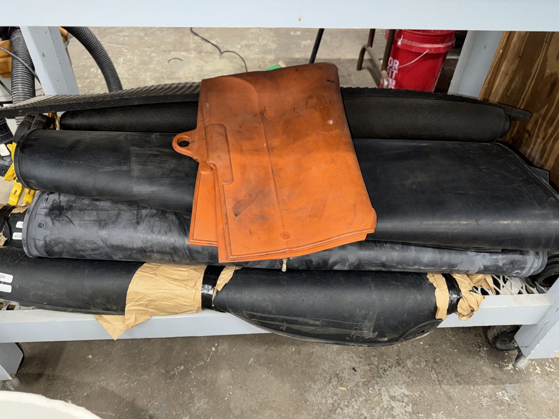 LOT Safety Gloves, Safety Boots, Vests, Face Masks. Safety Suits, Rubber Mats, w/ Port. Bench - Image 8 of 8
