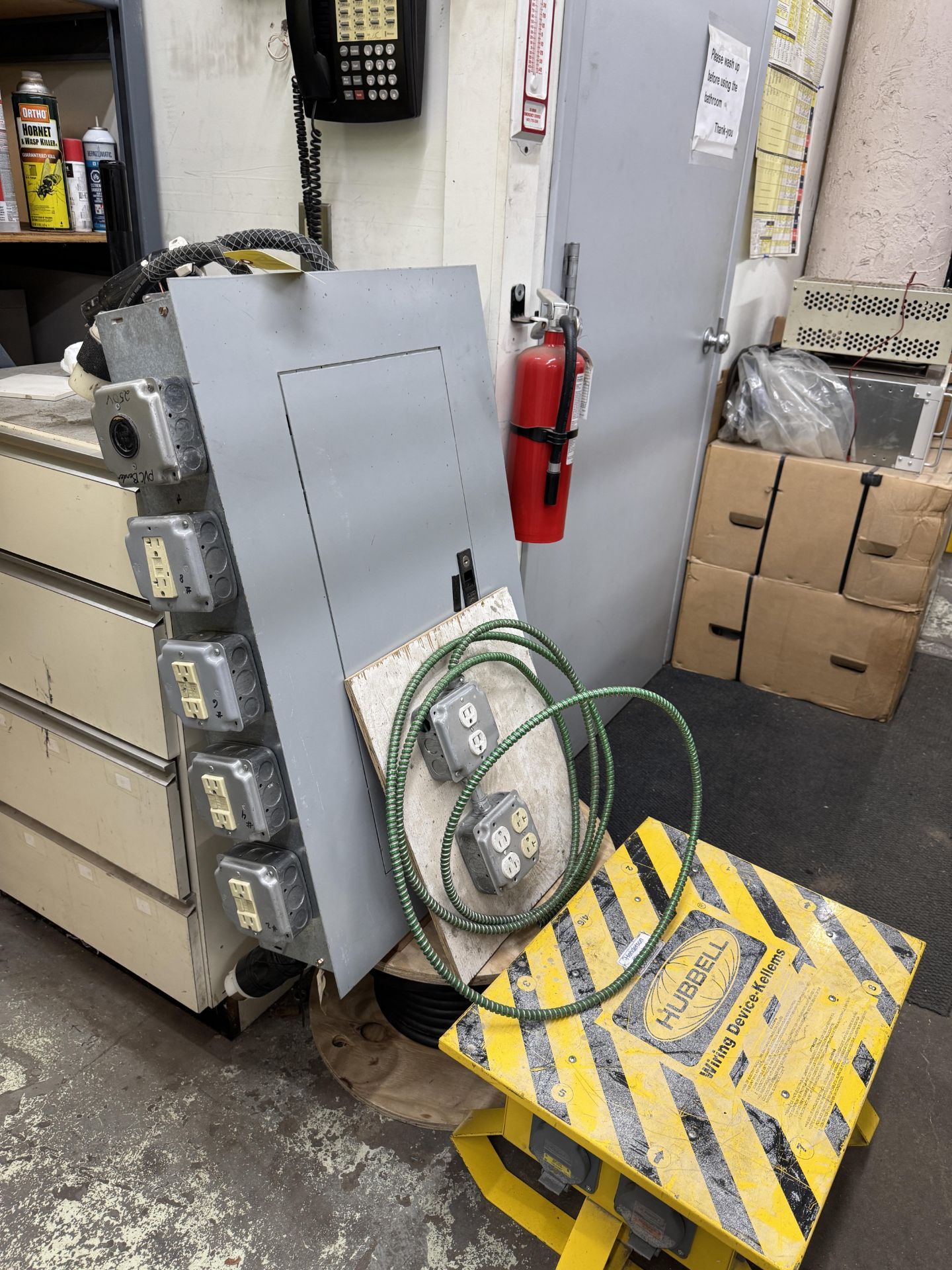 Remote Receptacle Station w/ Receptacles, Breakers in Box, Hubbell Wiring Device, Cable w/ Reel - Image 2 of 6