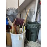 LOT Asst. Shovels, Rakes, Brooms, Orange Safety Cones