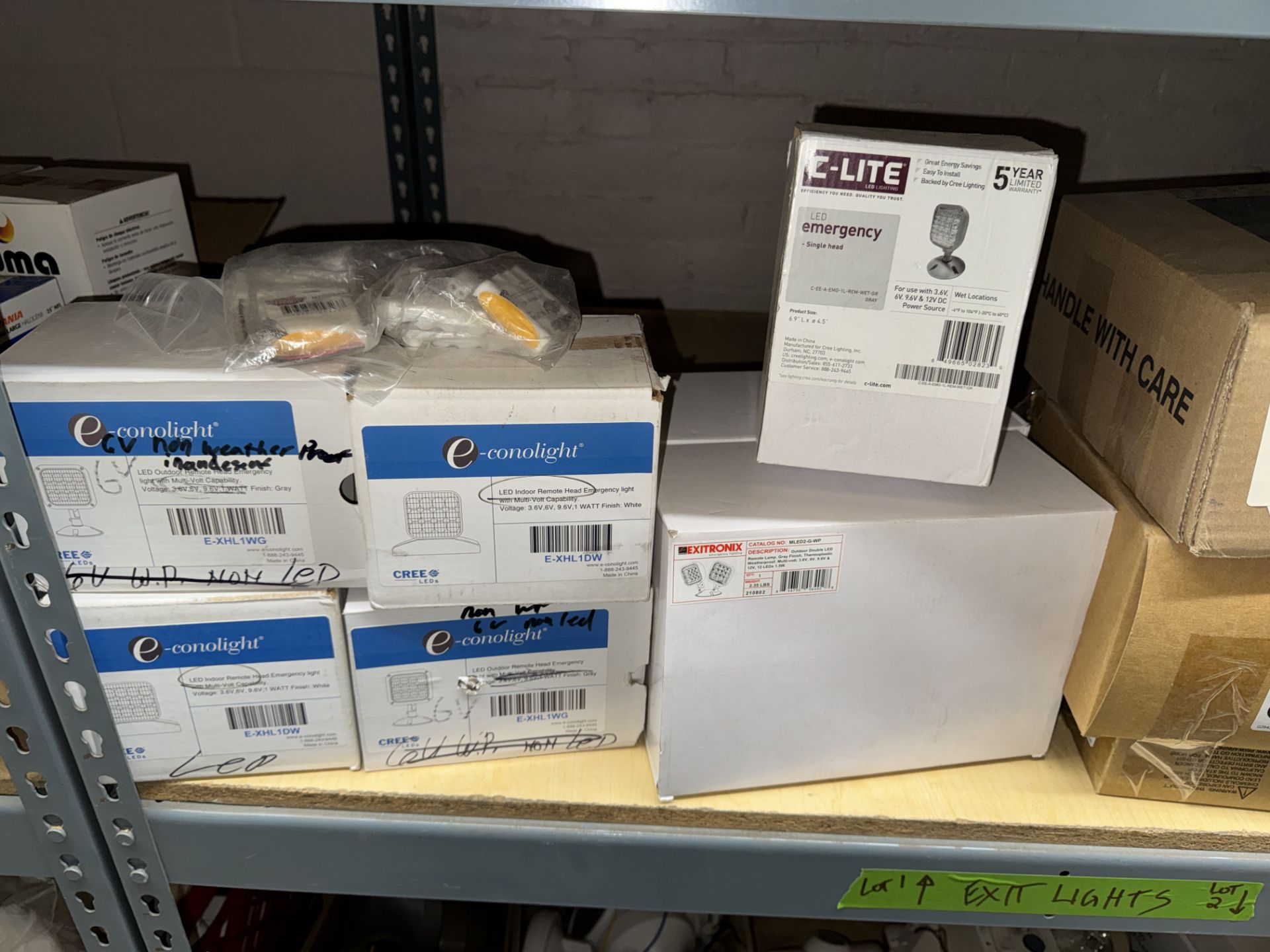LOT Asst. Industrial Light Bulbs, Emergency Lights, Exit Signs on (2) - Image 4 of 14