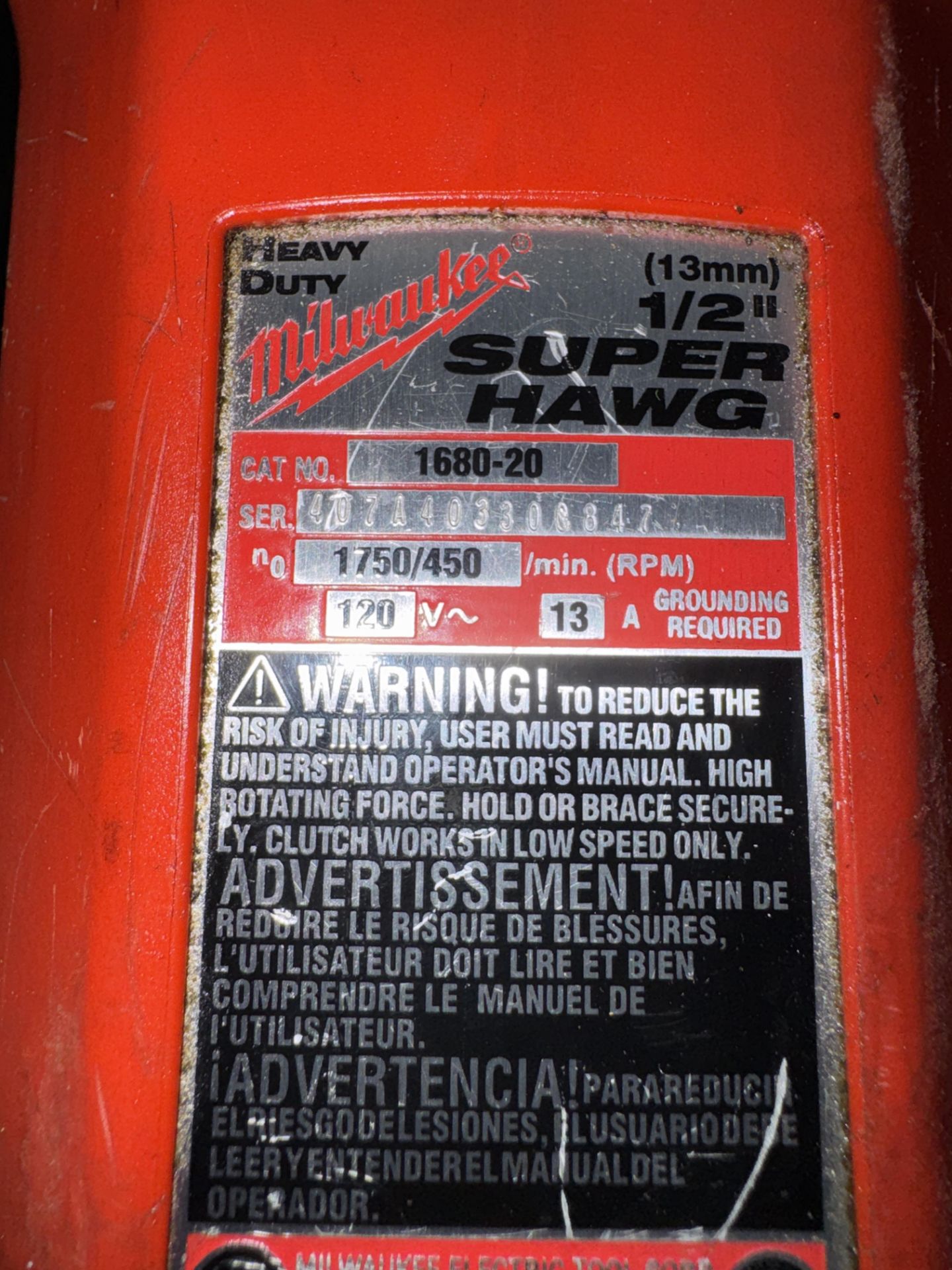 Milwaukee 1680-20 Super HAWG Right Angle w/ Bits and Case - Image 4 of 5