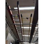 LOT (2) Asst. Fiberglass Ladders. (1) 28' Extension, (1) Werner 14' Step Ladder