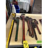 LOT (2) Pry Bars, (6) Asst. Pipe Wrenches