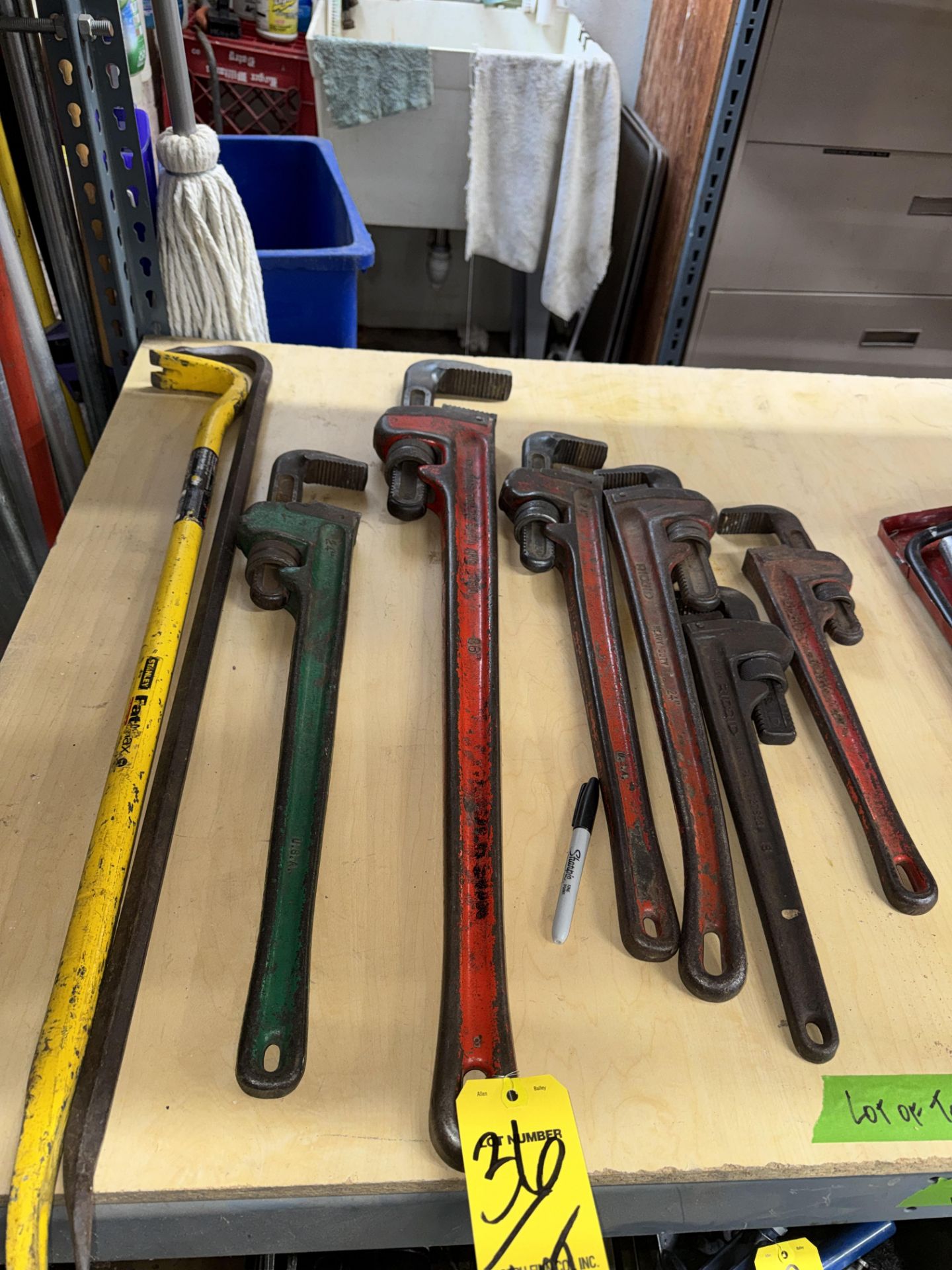 LOT (2) Pry Bars, (6) Asst. Pipe Wrenches