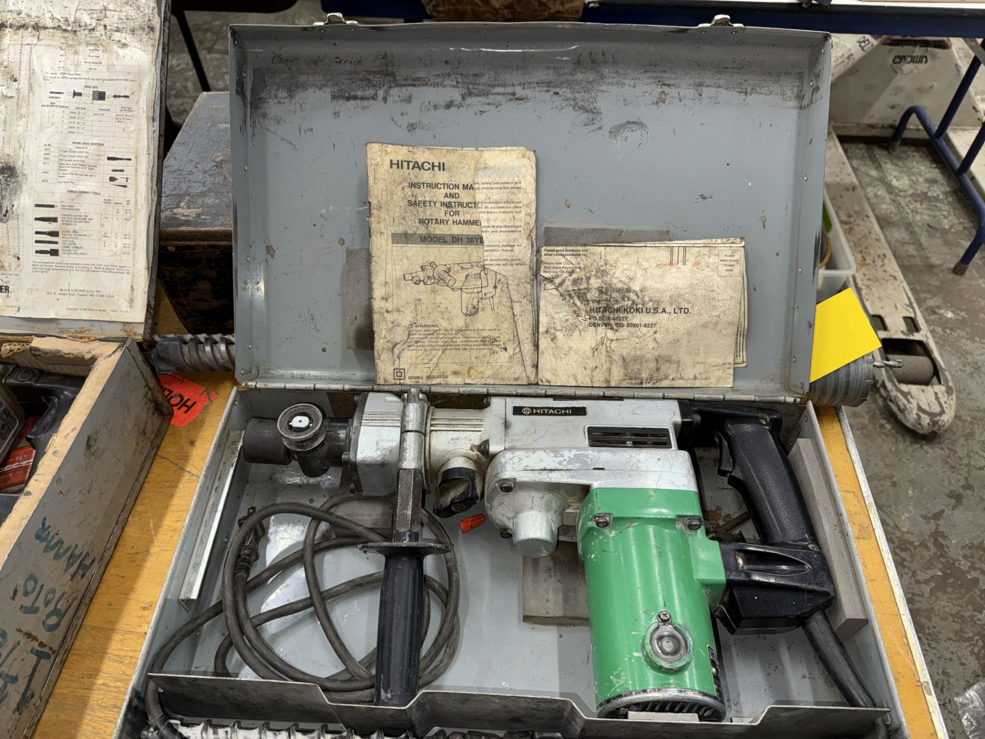Hitachi DH38YE Rotary Hammer, .5", 120 V, w/ Bits and Case
