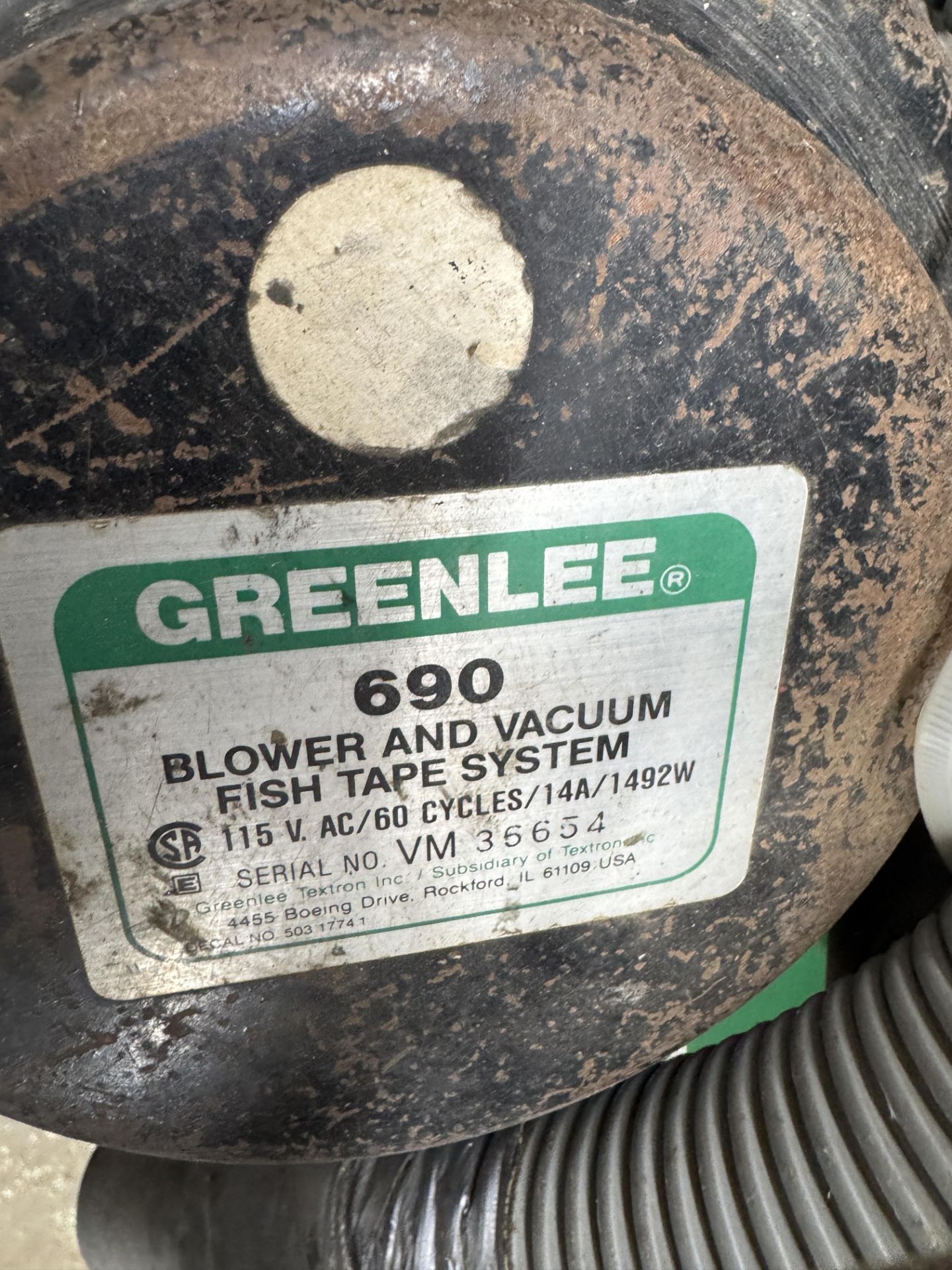 Greenlee #690 Fishing System Vacuum/Blower Unit, Port. - Image 3 of 3