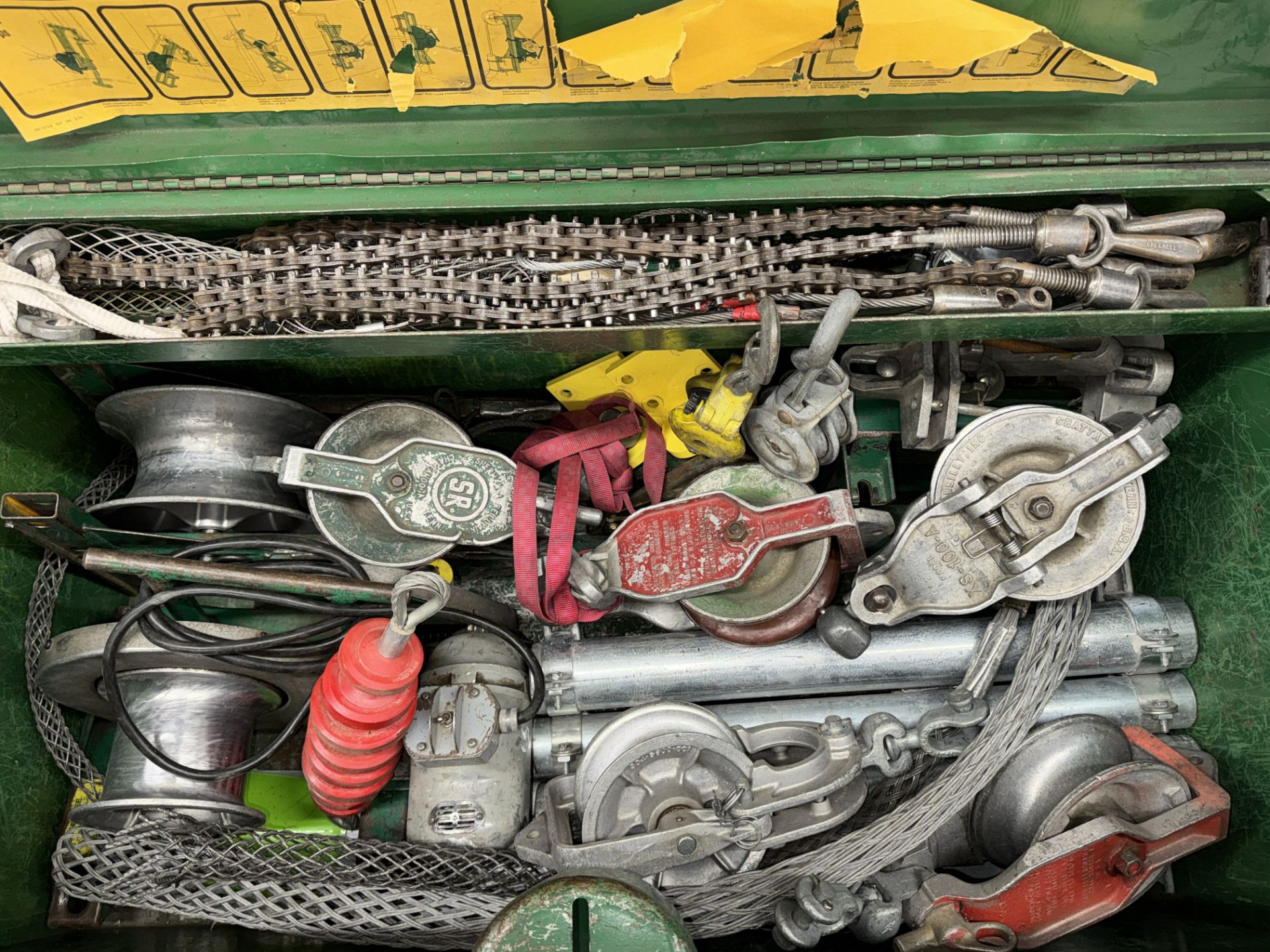 Greenlee #4642 Puller Package w/ Additional Pulleys, Baskets, Hardware, Port. Job Box - Image 3 of 11