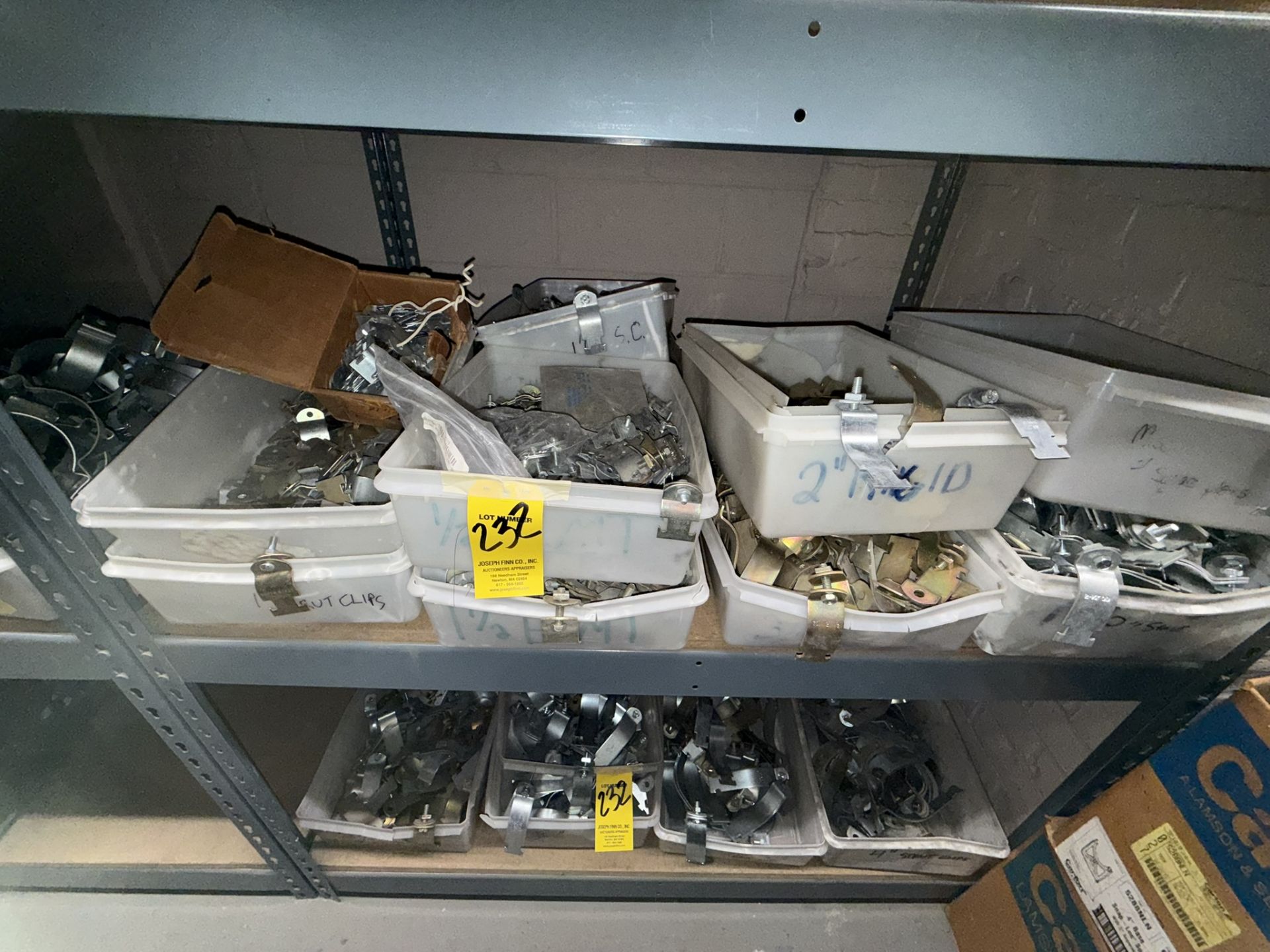 LOT Asst. Clamps, Fasteners, Plates, Clips, Stand Offs, Electrical Boxes on (2)
