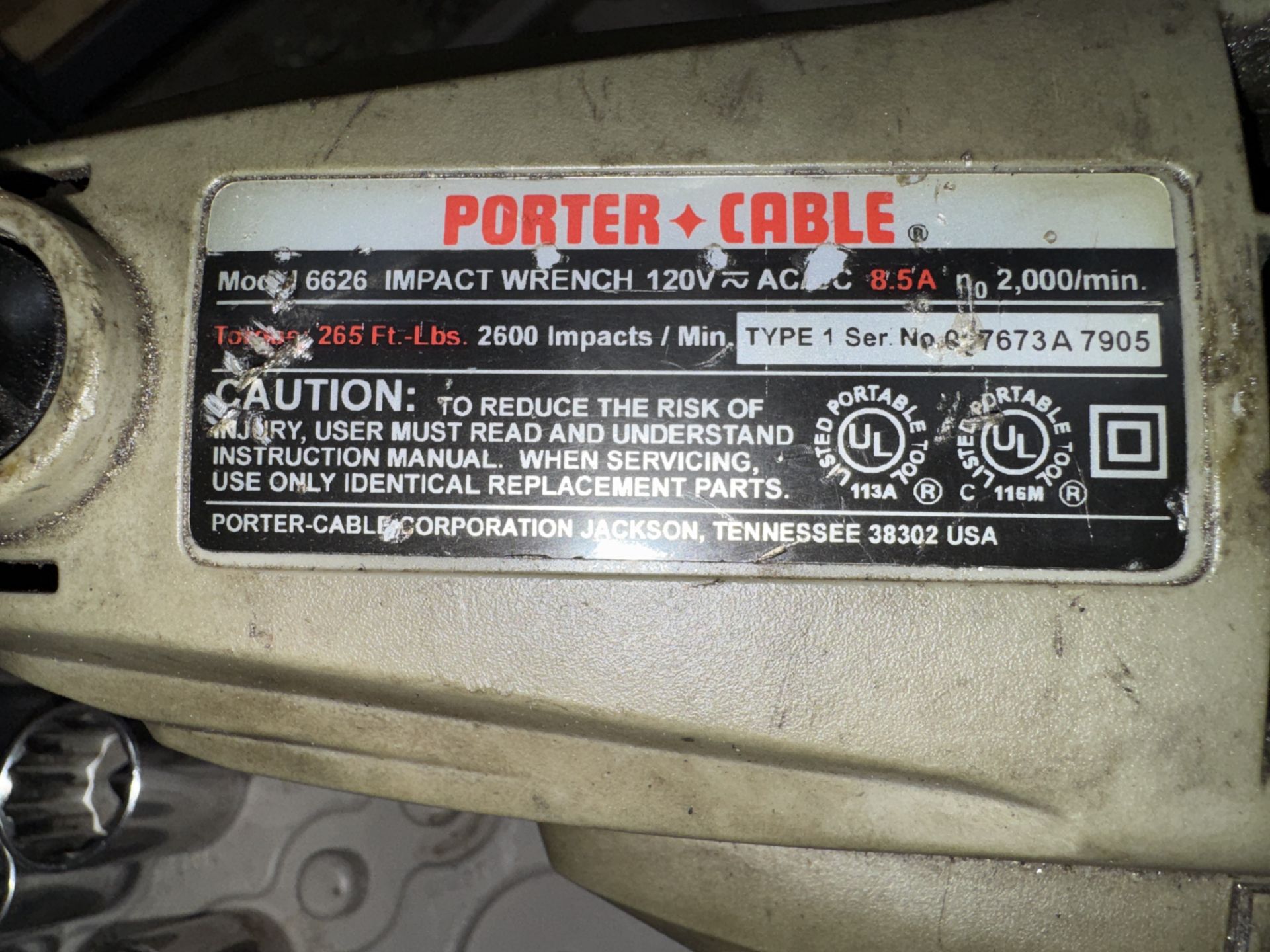 Porter Cable 6626 Impact Wrench, .5" w/ Sockets and Case - Image 4 of 4