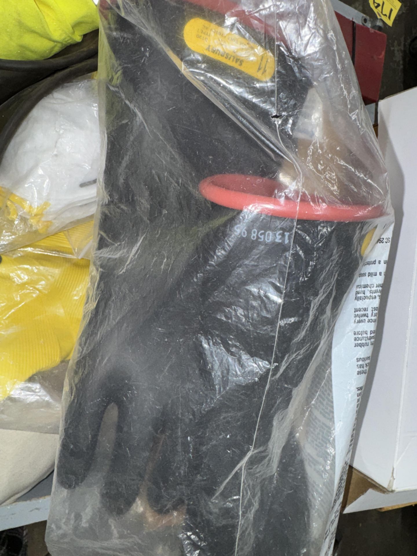 LOT Safety Gloves, Safety Boots, Vests, Face Masks. Safety Suits, Rubber Mats, w/ Port. Bench - Image 2 of 8
