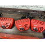 (7) Milwaukee M12 Battery Chsrgers, 12 Volt