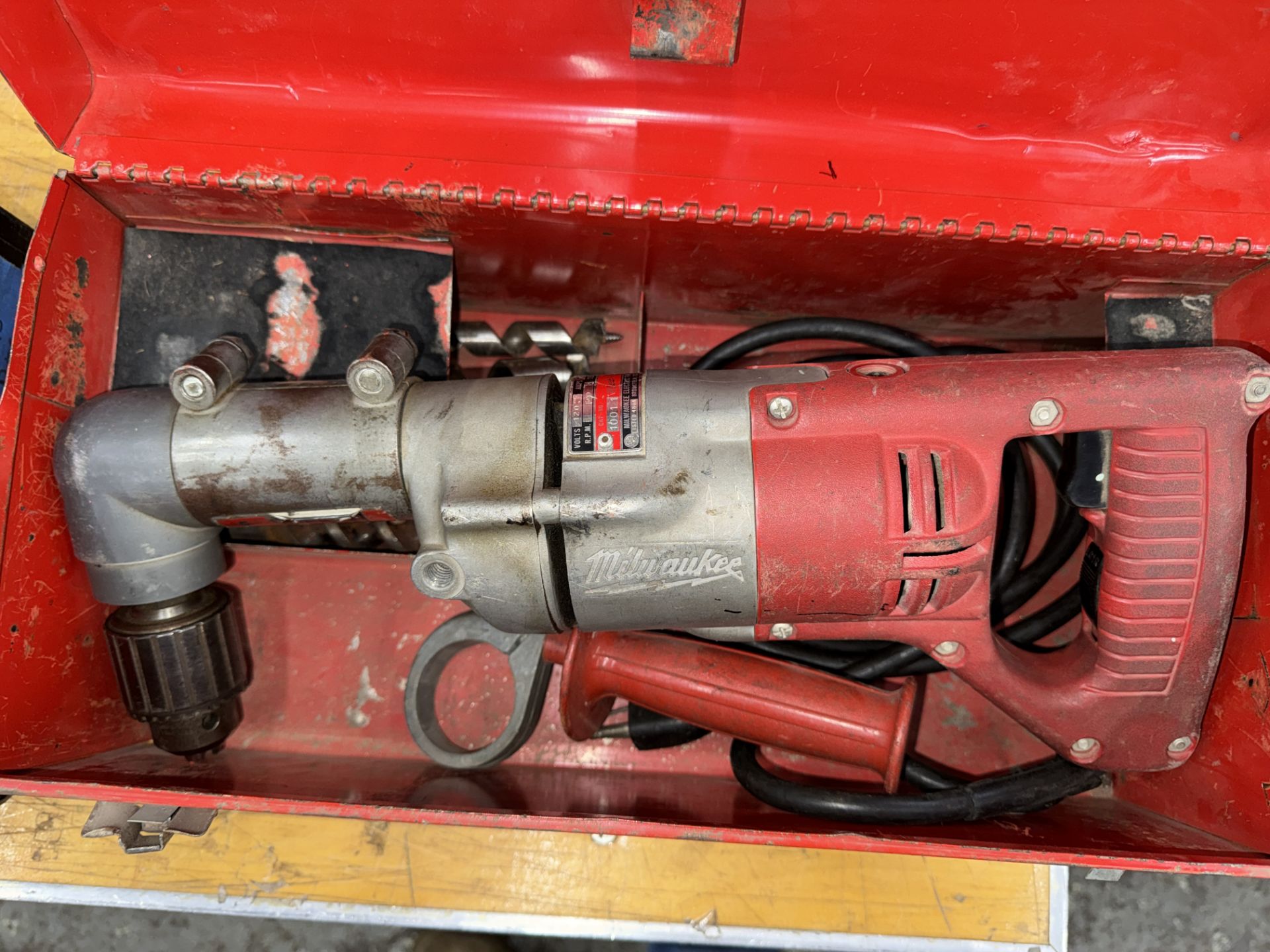 Milwaukee Right Angle Drill #1001-1, 2-Speed, Reversable, w/ Asst. Wood Bits and Case