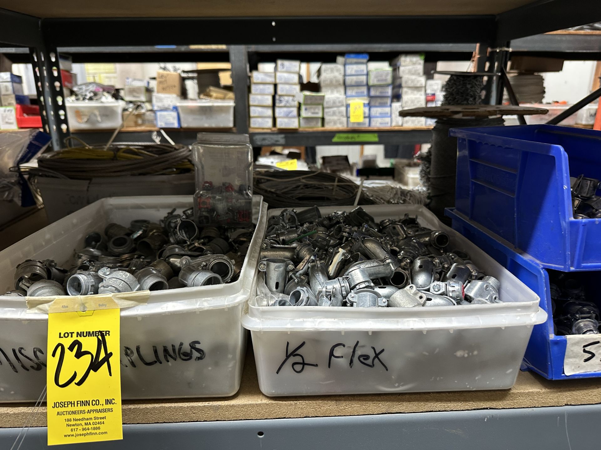 LOT Asst. Couplings, Connectors, Plates, Rings, Clips, Fasteners, Fittings, Chain, Cable, Hanging