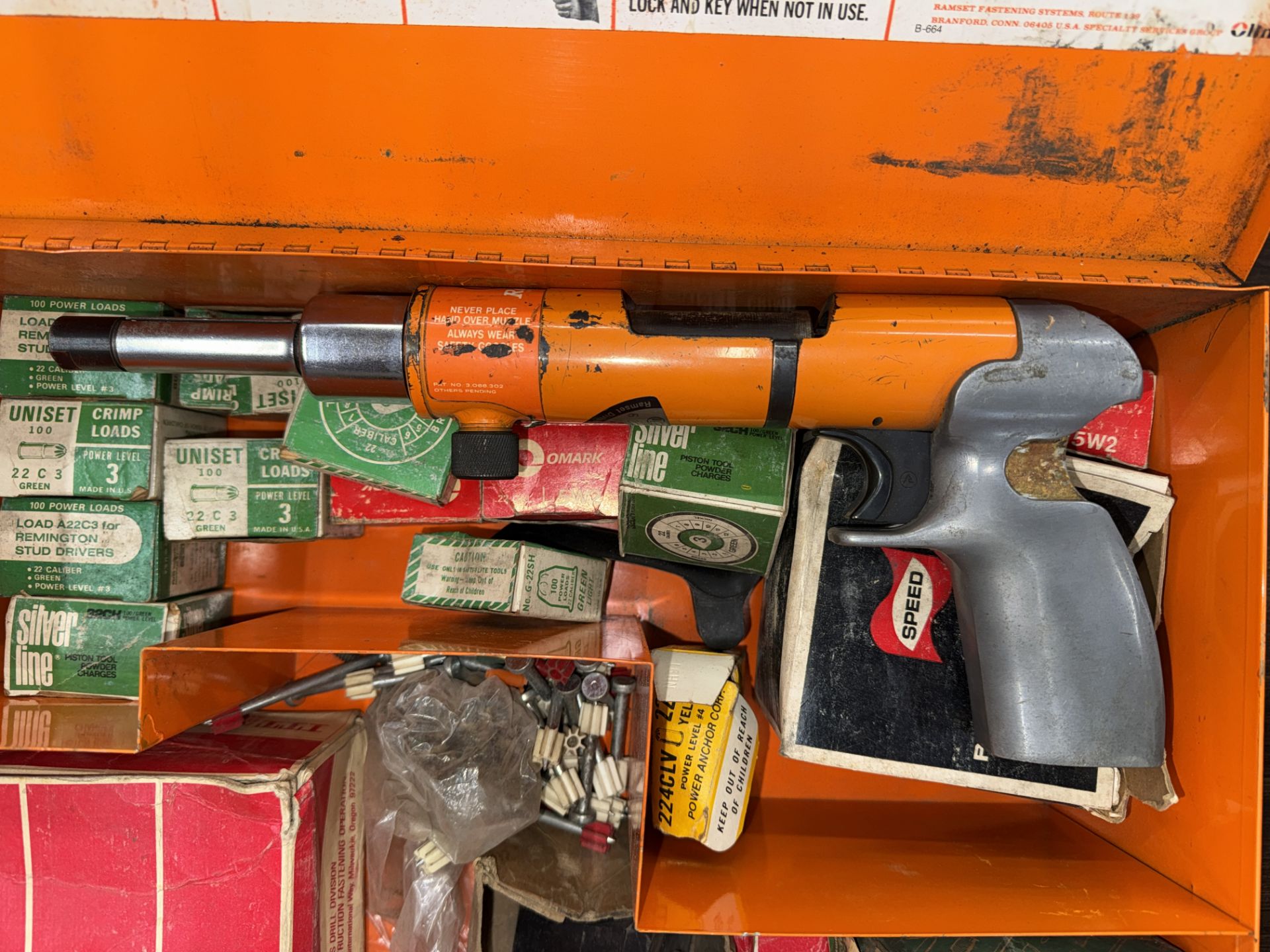 LOT Ramset 4160 Fastening Tool in Case w/ Asst. Shots and Pins - Image 3 of 6