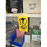 LOT Asst. Hardware Nuts, Bolts, Wrenches, Screws, Port. Wood Shelf in Area
