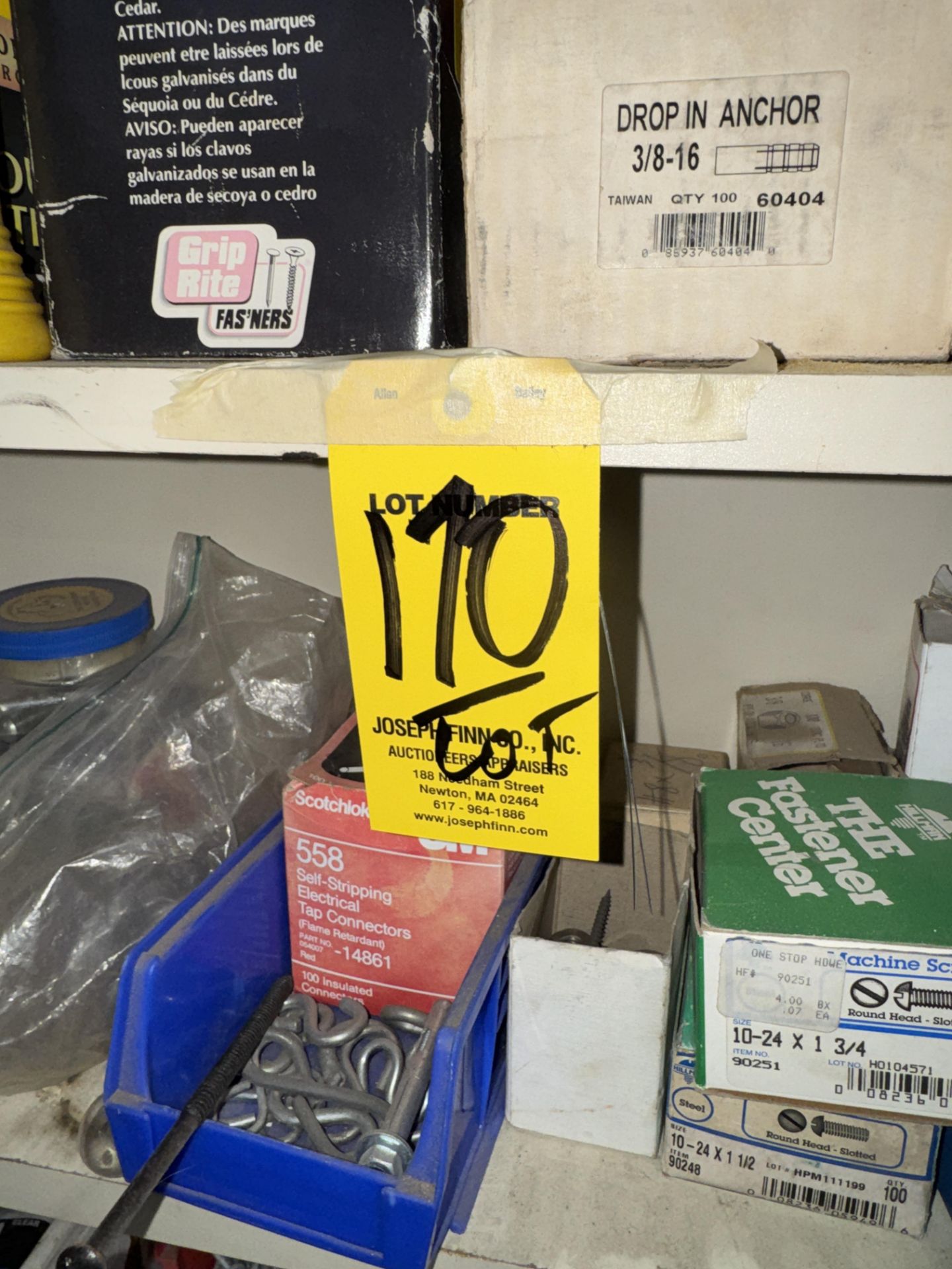 LOT Asst. Hardware Nuts, Bolts, Screws, Port. Wood Shelf in Area