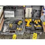 LOT (3) Asst. Dewalt Cordless Drills, w/ (2) Batteries, (1) Charger, (2) Cases